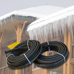 Heat trace cable for roof de-icing and pipe trace systems.