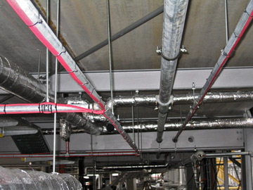 Pipe tracing installed in industrial facility.