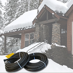 Self-regulating heat cable can be used for roof de-icing and pipe freeze protection applications.
